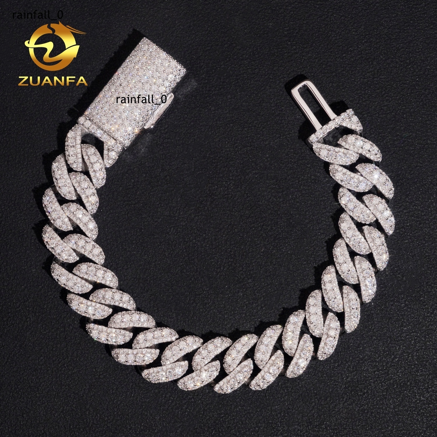 Rapper Jewelry 13mm Moissanite Cuban Link Bracelet 925 Silver Hip Hop Jewelry Iced Out Men Moissanite Bracelet