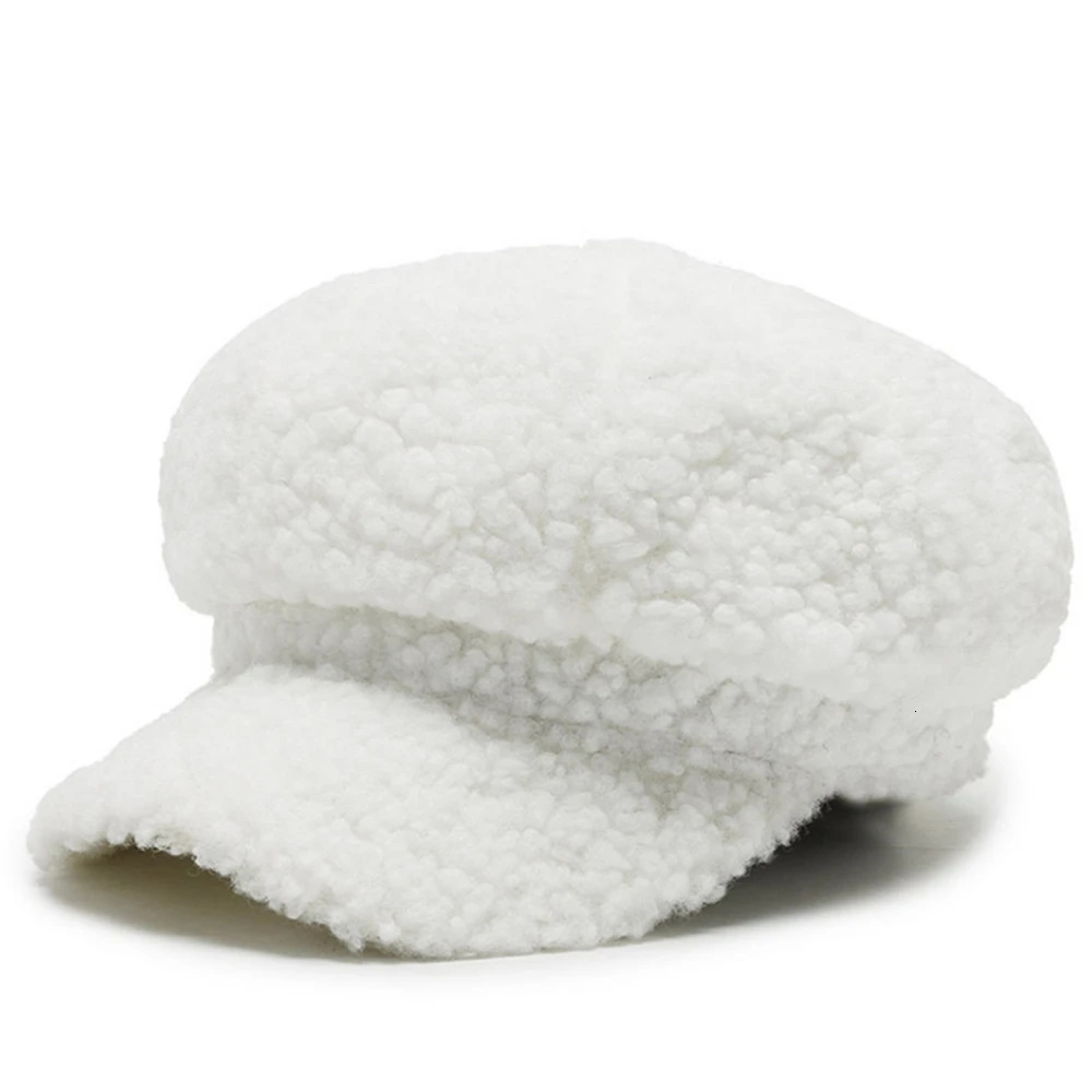 Womens Lamb Wool Berets Autumn and Winter Fashion Allmatch Hat Painter Octagonal Cap 251029