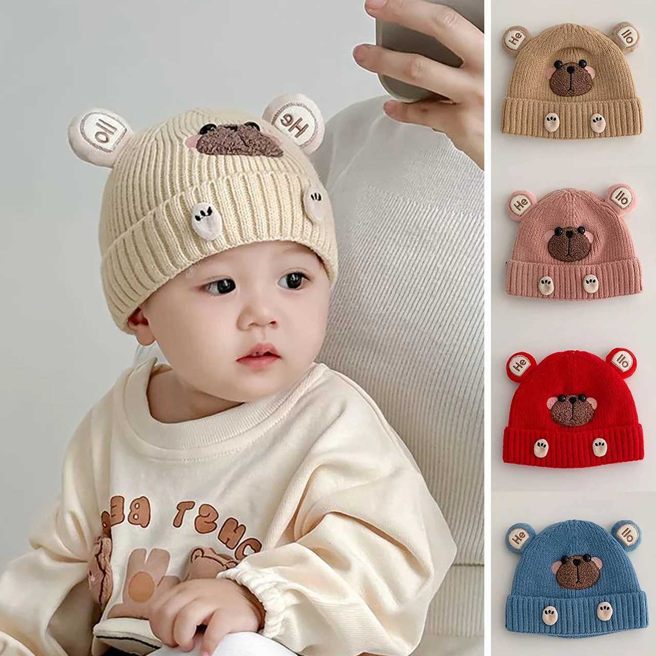 Liner Velvet Beanie For Baby Winter Warm Pullover Cap Cute Cartoon Newborn Woolen Bonnet 01year Boys Girls Children Knitted Hat251028
