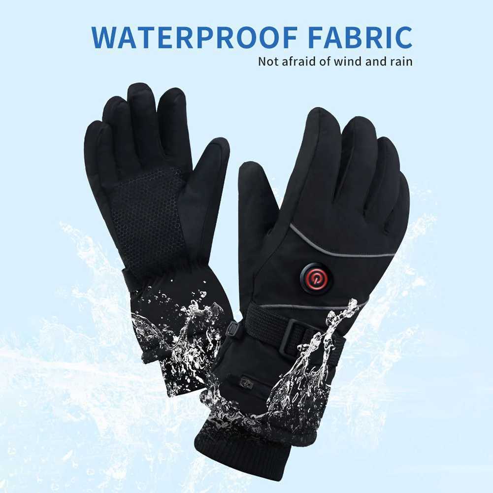 Heated Gloves Touch Screen Heating Thermal Gloves 3 Heat Levels DC Rechargeable Winter Waterproof Windproof Ski Gloves J251029