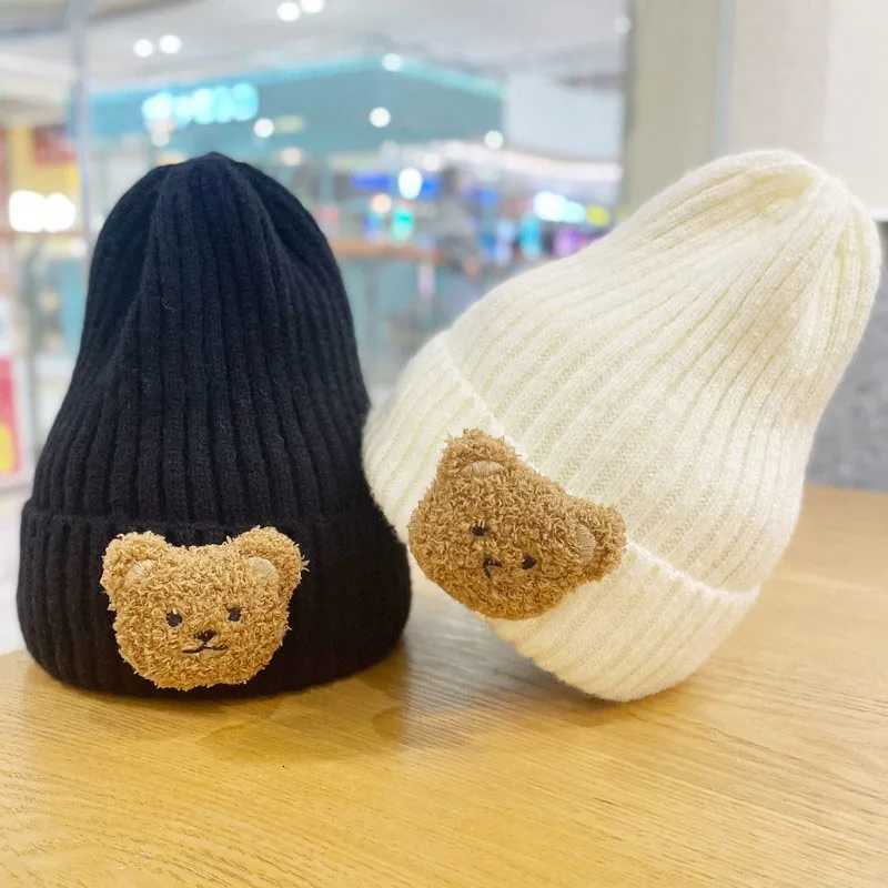 Thicken Velvet Knit Hat for Children Winter Warm Ear Protection Pullover Cap 514year Kids Bear Beanie Outdoor Ski Riding Bonnet251028