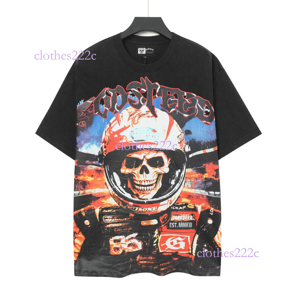 High Version Men's Loose Printed Short Sleeve Niche Fashion High-End Feel Pure Cotton T-Shirt