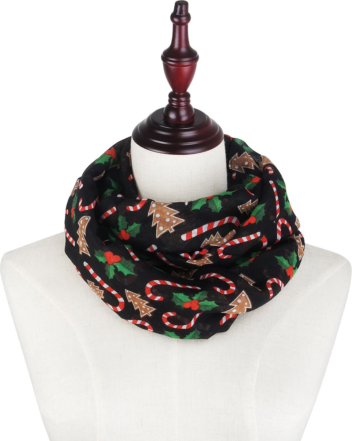 Custom Christmas Gift Wrapped Fall Winter Soft Lightweight Sheer Holiday Infinity Christmas Scarf for Women