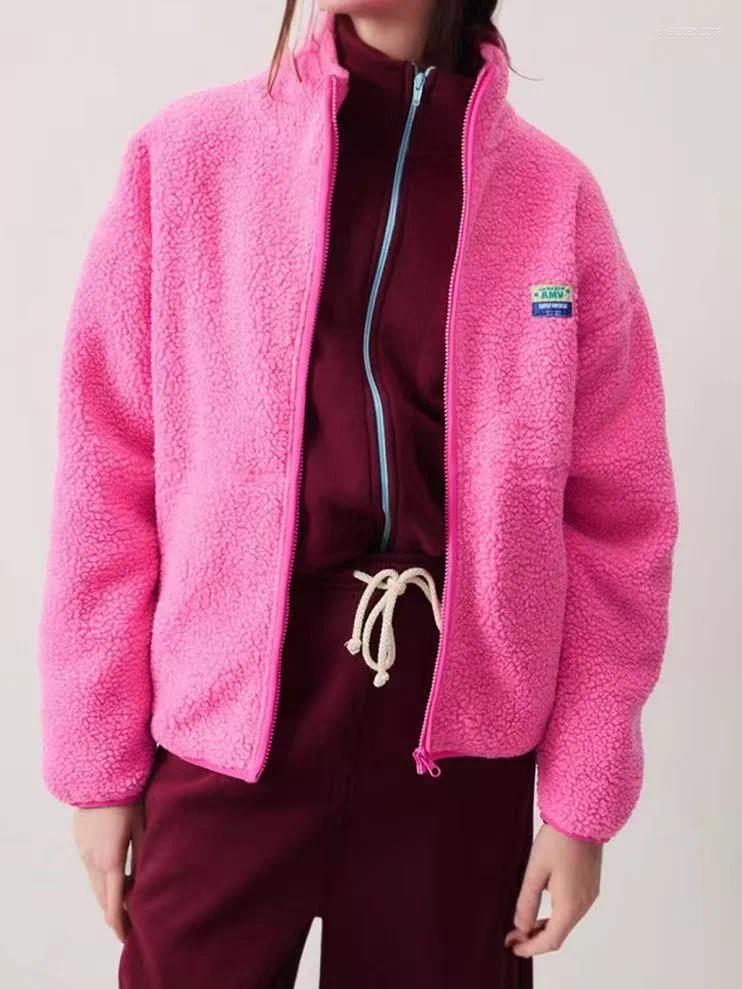 Designer Women's Jackets Fashionable Sweet Girls Necessary Thick Lamb Wool Plush Cardigan Comfort High Collar Warm Jacket For Autumn Cotton