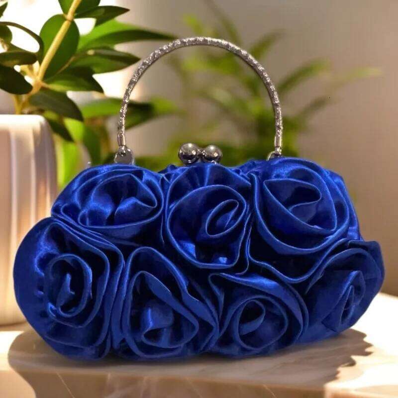 Designer Bags Satin Flower Clutch Satin Cloth 14 Roses Portable Dinner Bag Luxury Bag