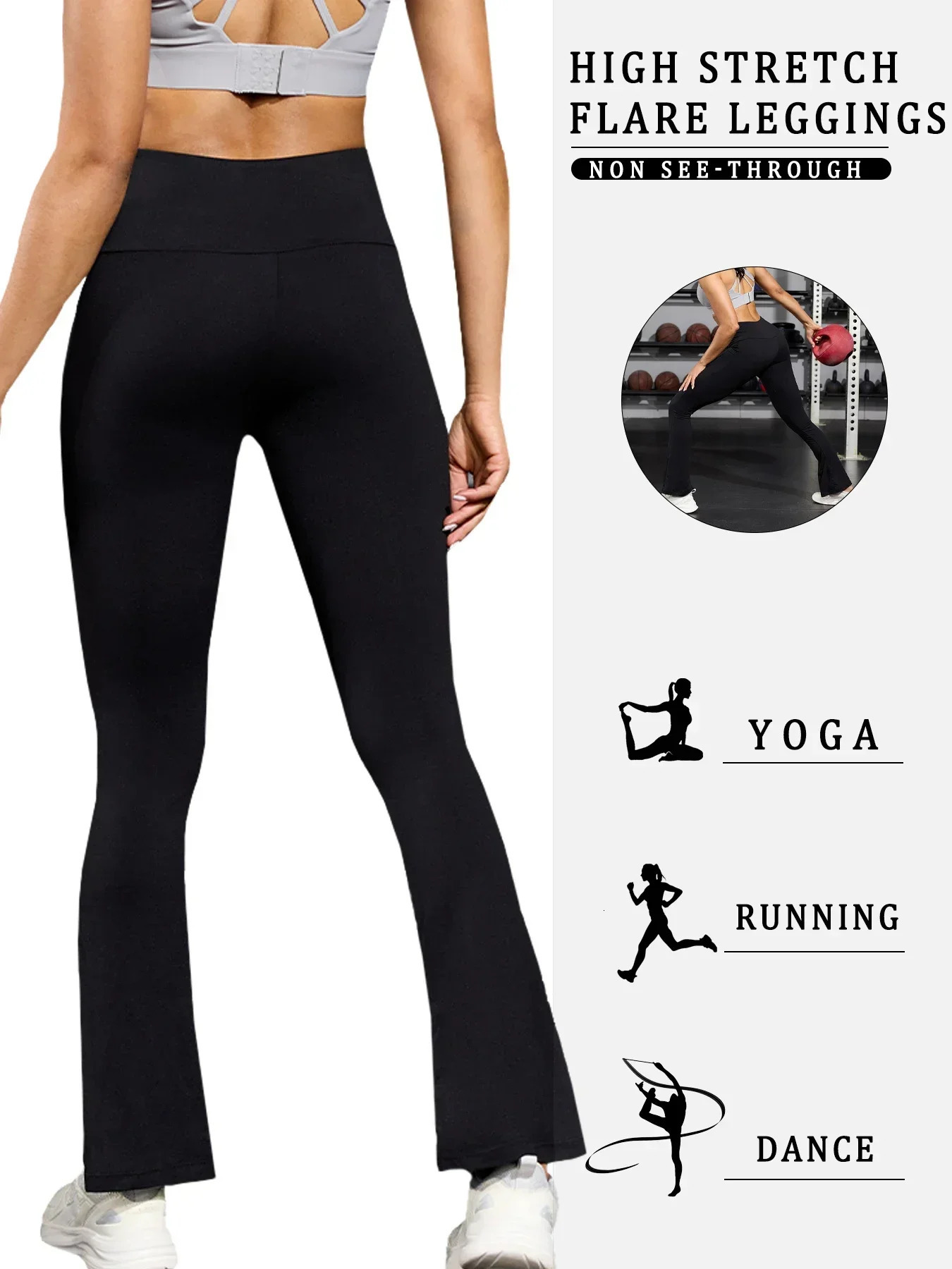2 Pack Womens Super Soft Flare Pants High Waisted Tummy Control Workout Yoga Push Up Gym Fitness Long Leggings Bell Bottoms 251029