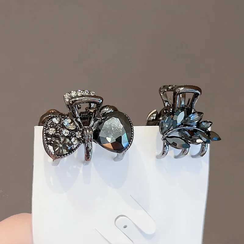 New Korean Style Alloy Rhinestone Black Hair Crab Claw For Ladies Women Headwear Summer Elegant Shining Hairpins Side BarrettesW251028