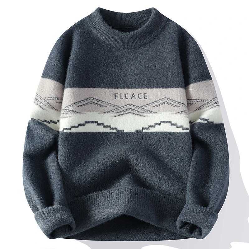 Classic Color Blocking Casual Knitted Sweater Mens Pullover 2025 Warm and Casual Fashion Autumn Winter Elegant Commuting Top J251029