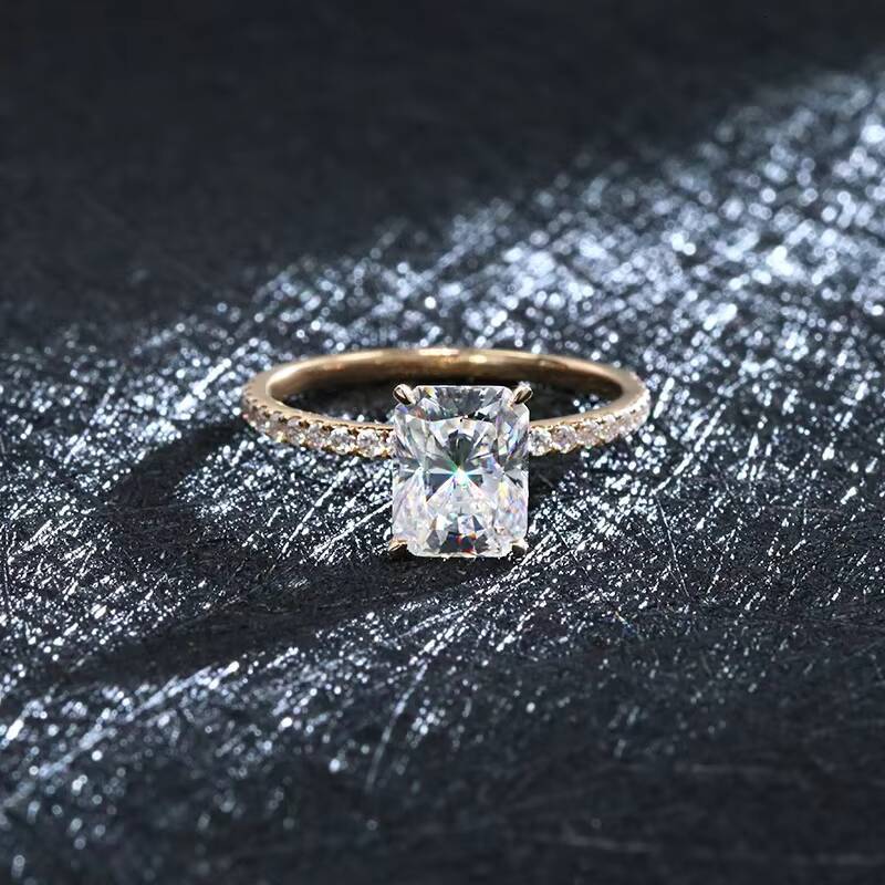 18K Gold Jewelry Engagement Rings 14K Solid Gold Ring 3 Carats Radiant Cut Moissanite Diamond Ring for Wedding