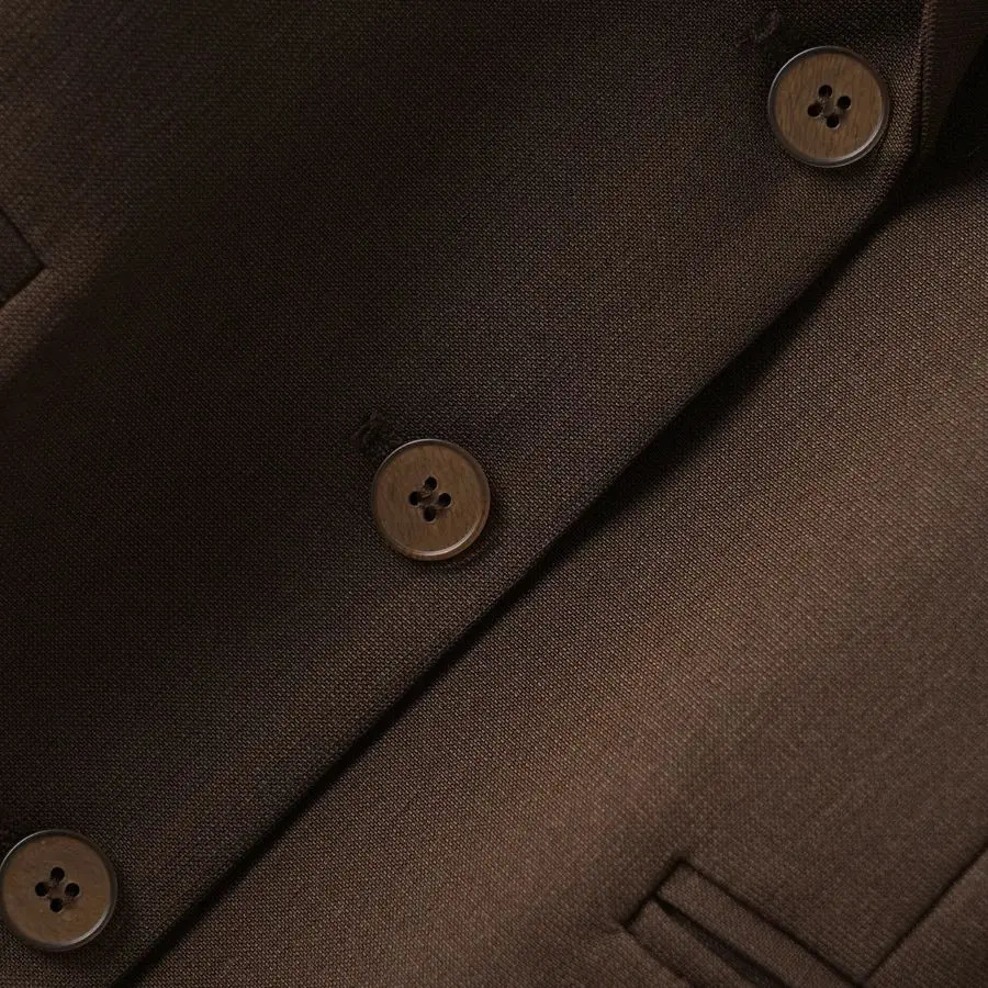Brown Suit Vest for Women Spring and Autum Short SingleBreasted Slim Workplace Elegant Sleeveless Top Jacket 251029