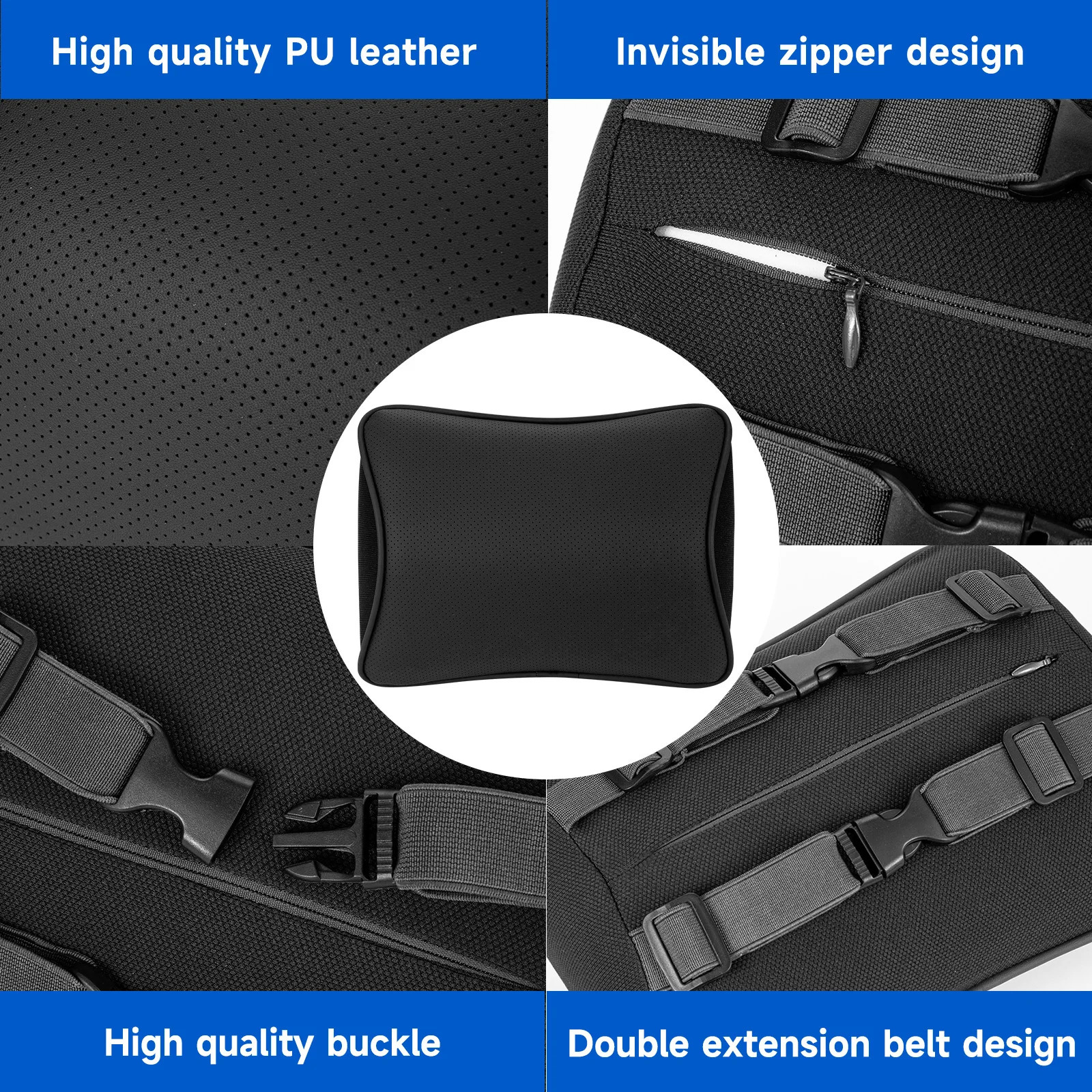 Car Neck Pillow Softness Car Headrest Pillow for Driving with Adjustable Strap 100 Memory Foam and Breathable Removable Cover 251029