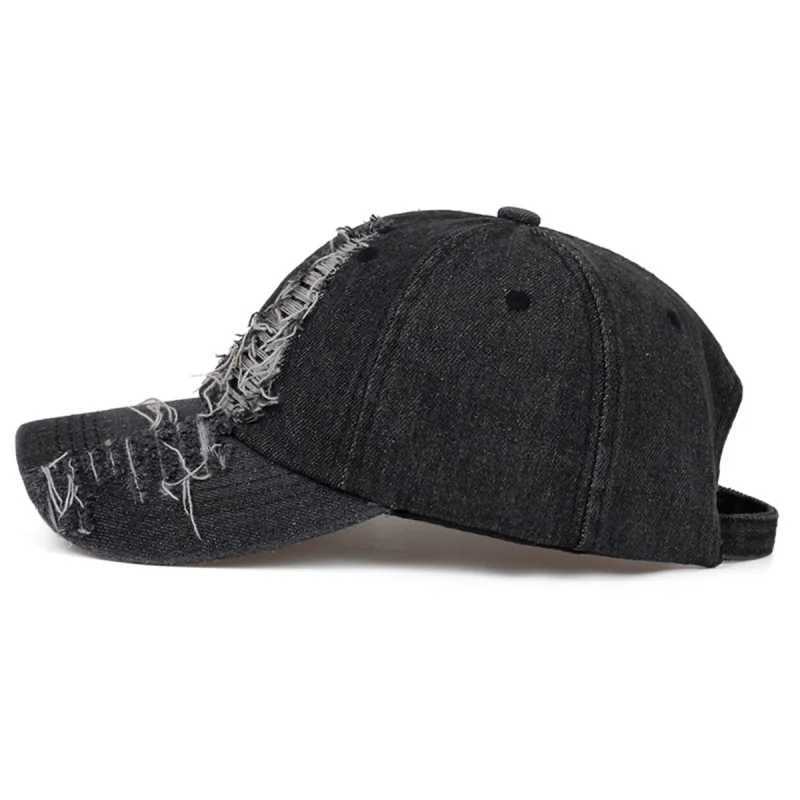 Holed Baseball Caps Vintage Washed Distressed Cap Fashion Sports Denim Hats Plain women Men Dad CapsW251029