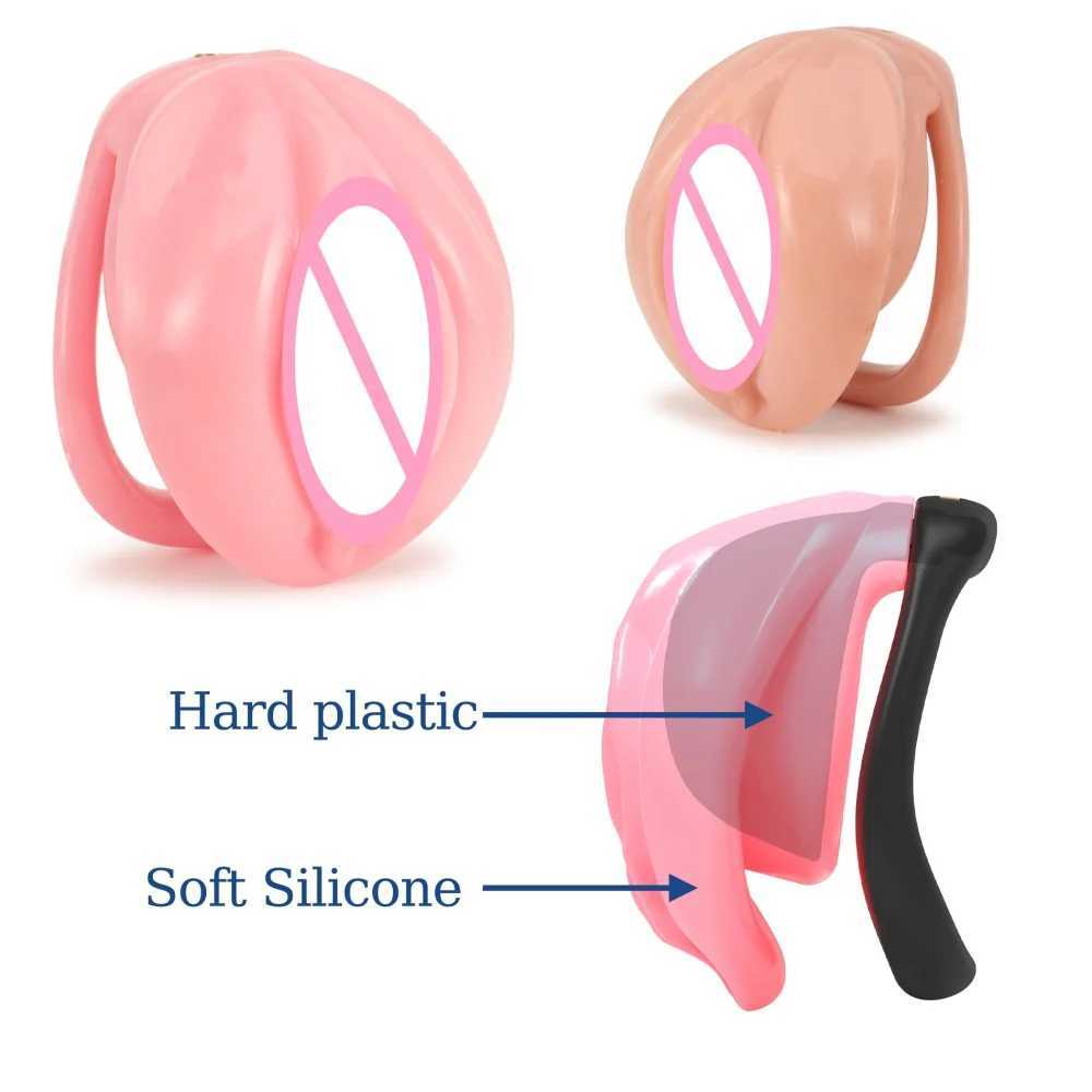 New Pussy Hole Sissy Chastity Cage with 4 Size Penis Rings Soft Silicone Cock CageChastity Lock ManBDSM Sex Toys for Gay