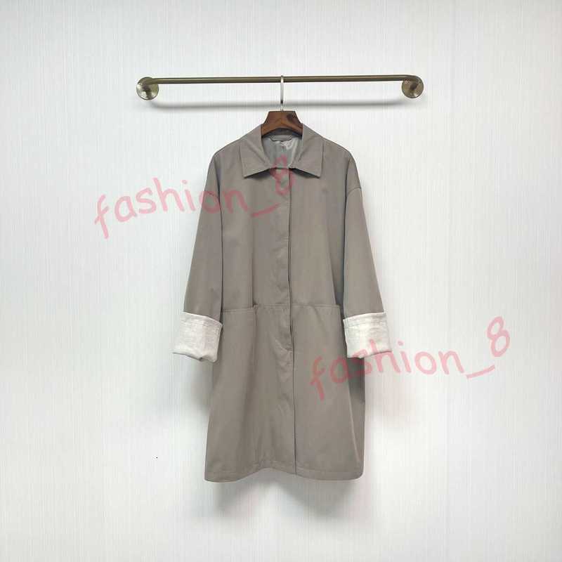 Designer Women's Trench Coats Women's Casual Simple Fashion Color-Block Patchwork Long Sleeve Turn-Down Collar Commuter Style Oversized Trench Coat Jacket
