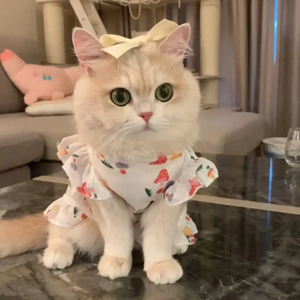 Cute Dot Pet Dog Dress Summer Clothes Slim Style Cat Princess Dresses Sleeveless Puppy Skirt Chihuahua Bichon French Bulldog 251029