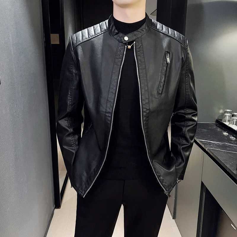 Mens Lapel Leather Jacket Retro Tight Motorcycle PU Jacket Male Antiwind Motorcycle Streetwear Spring Casual Biker Jacket MenT251029