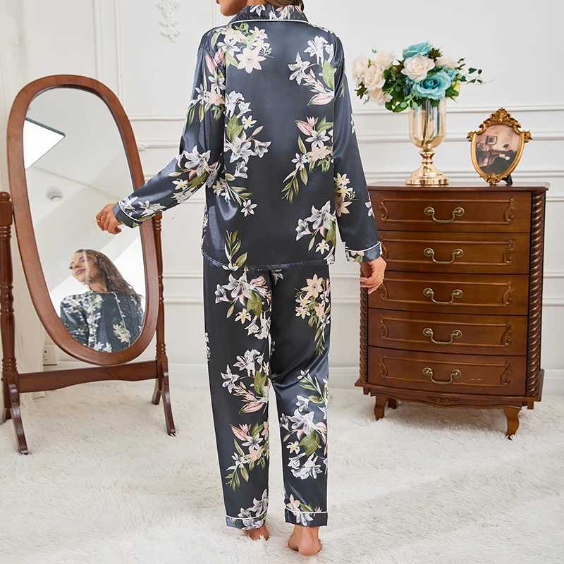 Womens Home Clothes Pajamas 2 Piece Autumn Long Sleeve Tops and Trouser Sleepwear Loungewear Button Down Pijama Pyjama Pjs SetT251029