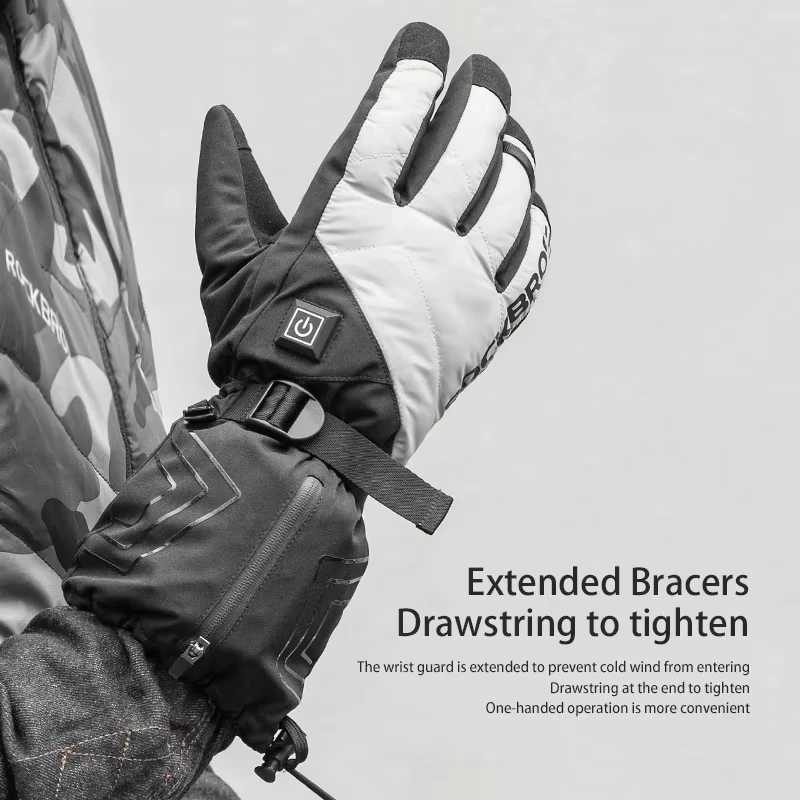 ROCKBROS Local Shipping Winter Heated Gloves Snow Thermal Heat Glove mobile Gloves Rechargeable Battery Powered Electric Gloves J251029