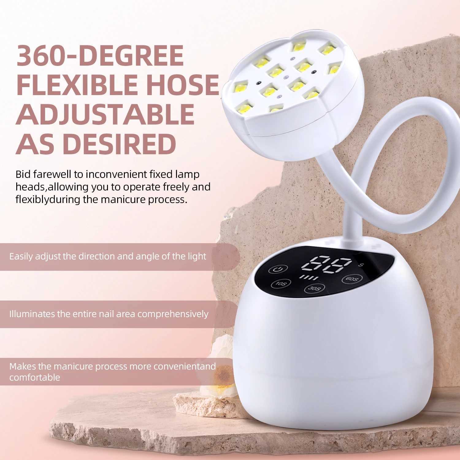 Cordless Nail Lamp LED UV Nail Dryer Rechargeable Auto Sensing Touch Control Fast Drying Nail Light 360 Bendable Table Lamp J251115