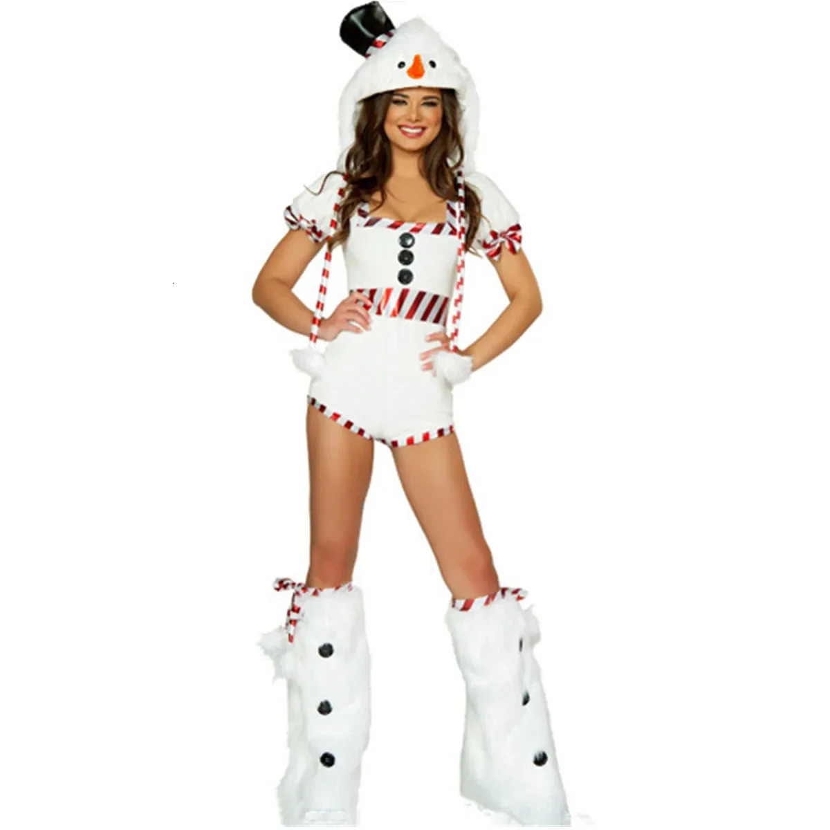 Xmas Carnival Party Miss Santa Claus Fancy Dress Full Set Merry Christmas Winter Velvet Snowman Animal Cosplay Costume 251028