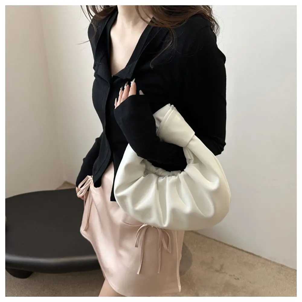 Fi Simple PU Leather Shoder Bags Lightweight Solid Color Totes Large Capacity Underarm Bags Wen Girls Handbags1 D251029