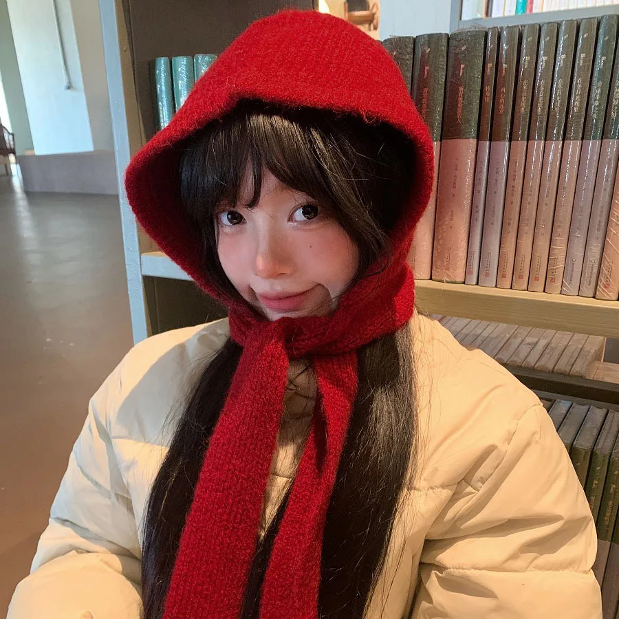 Knitted Beanies Cap For MenWomen Winter Warm Unisex Hooded Hat Neck Collar Scarf Cap Ski Beanie Cold Hats Balaclava Caps Bonnet 251029