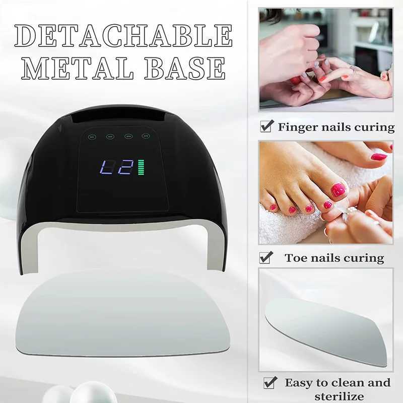 96W Black Rechargeable Nail Lamp H45 Cordless Gel Polish Dryer UV Light for Nails Manicure Light Wireless Nail UV LED Lamp J251115