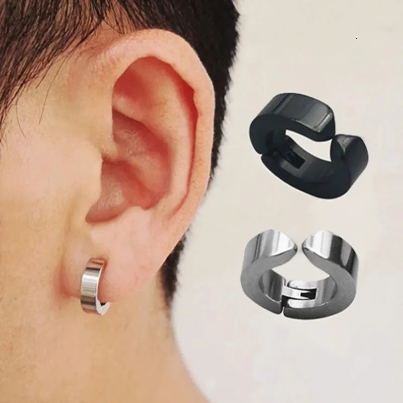 2pcs Punk Non Piercing Clip Earrings for Man Woman Steel Stud Earrings Teens Hip Hop Style Ear Ring Jewelry Accessory 251013