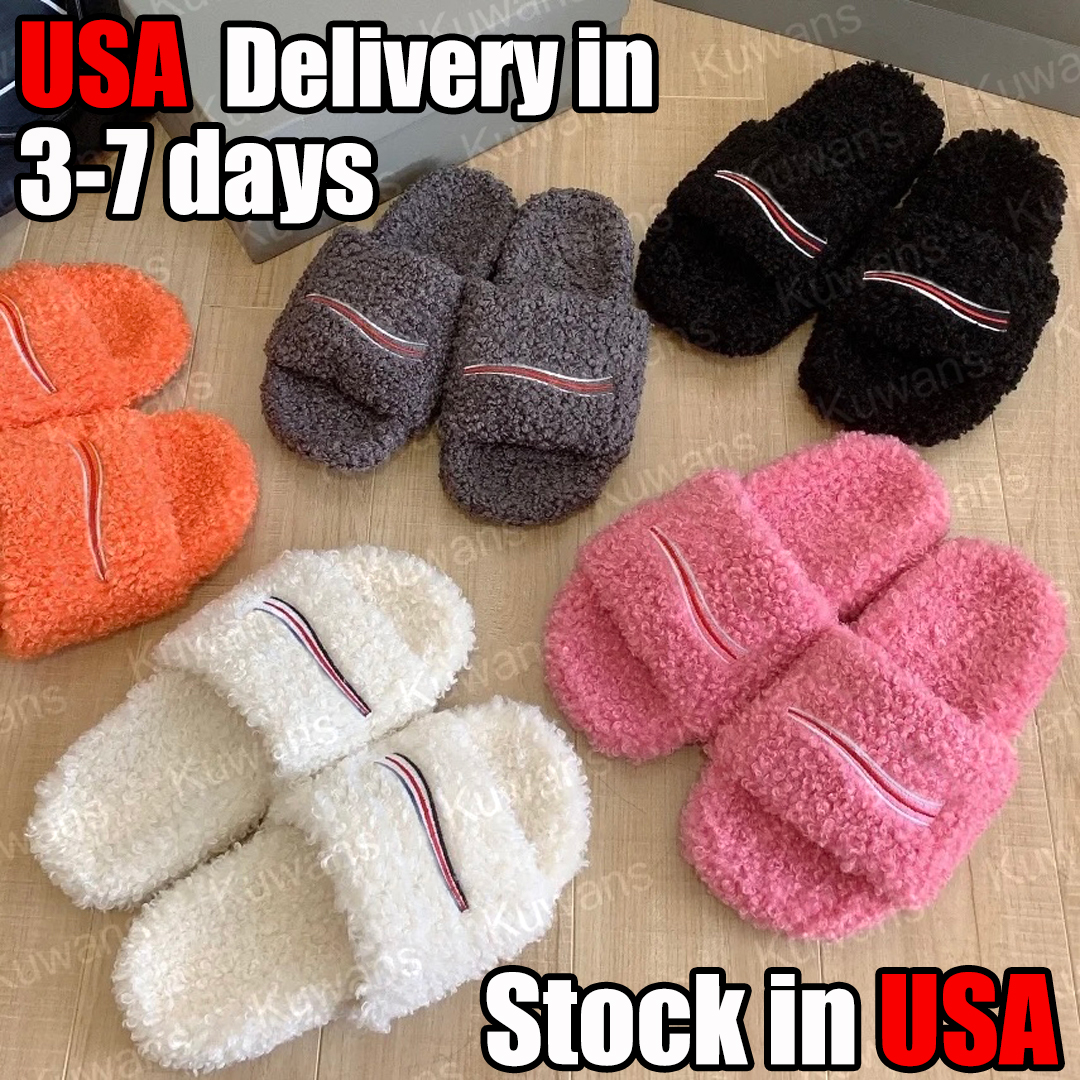 Women Fur Slides Furry Slippers Designer Mules Fall Winter Homewear Slide Men Footwear Paris Luxury Comfortable Fuzzy Flip Flop Fluffy Wool