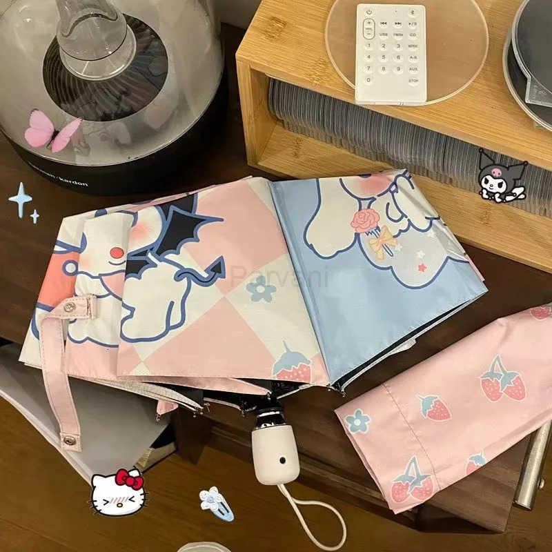 Sanrio Hellokitty Kuromi UV Protection Sunshade Umbrella for Girls Sunny Rain Hellokitty Cat Design Girls Birthday Gift L251029
