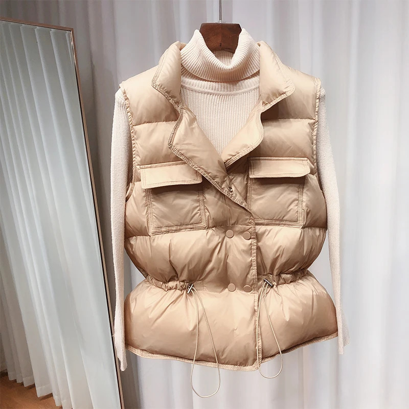 2025 Ultra Light Down Vest Women Short Vest Windproof Lightweight Warm Waistcoat Female White Duck Down Coat Sleeveless 251029