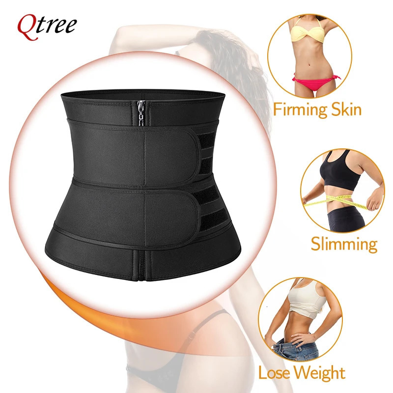 Qtree Waist Trainer Plus Size for Women Sports Girdle Corset Slimming Belly Body Shaper Sweat Trimmer Belt Slimmer Weight Loss 251029