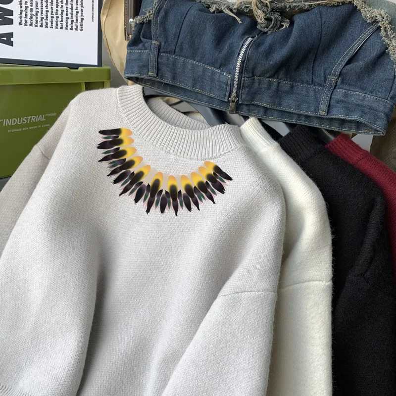 Mens Oversized Sweaters Autumn White Knitted Sweater Fashion Print 5XL Casual Wear for Man Knit Pulloves Men Clothes J251029