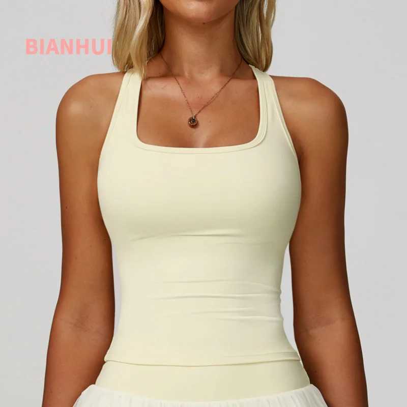 BIANHUI Gym Clothes Woman Brushed Cotton Racerback Sports Vest for Women TightFitting QuickDry Casual Fitness Top Yoga WearXJ251029