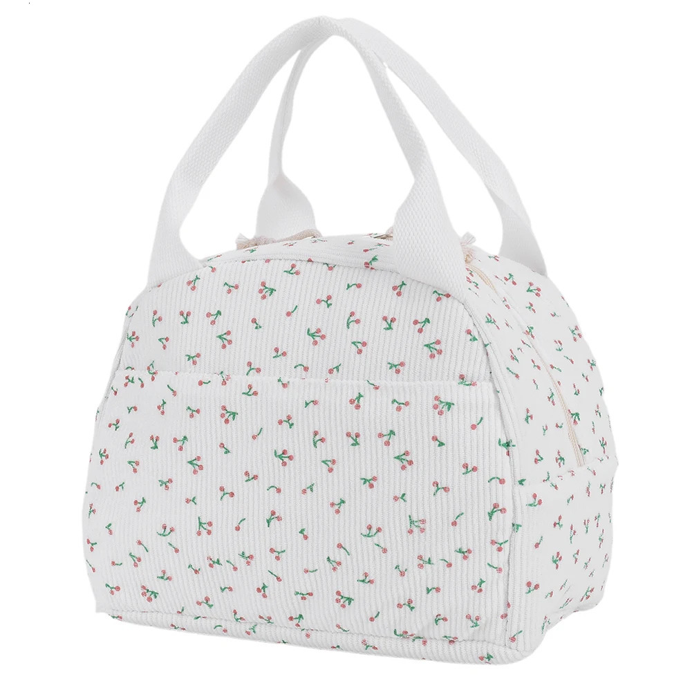 Women Quilted Lunch Bag Large Capacity Cute Lunch Box Bag Floral Printed HandHeld Cooler Bag Travel Picnic Camping Bag 251029