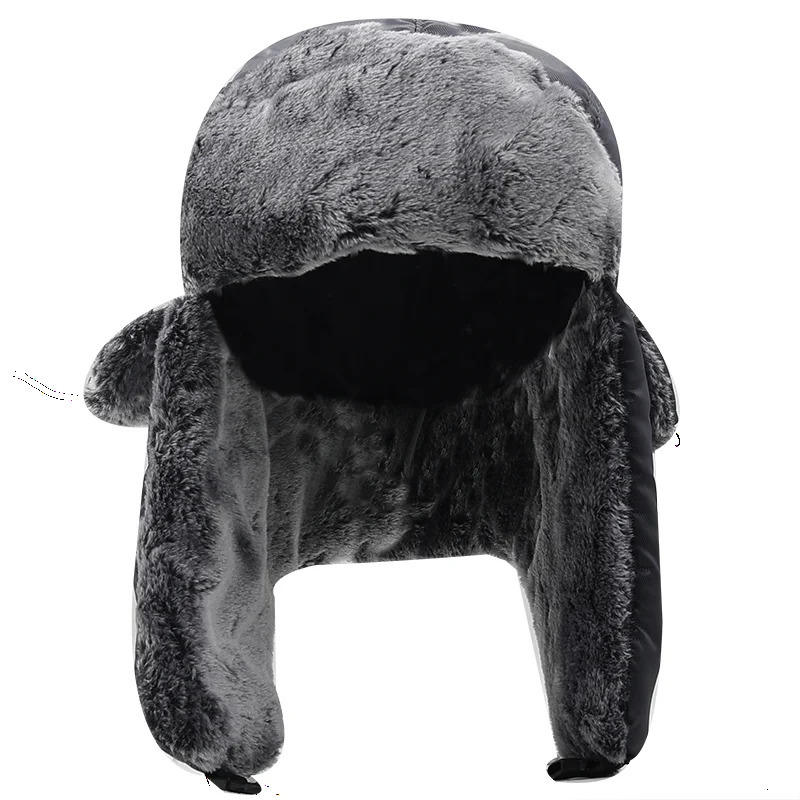 Unisex Men Women Russian Hat Trapper Bomber Warm Trooper Ear Flaps Winter Ski Hat Solid Fluffy Faux Fur Cap Headwear Bonnet 251029