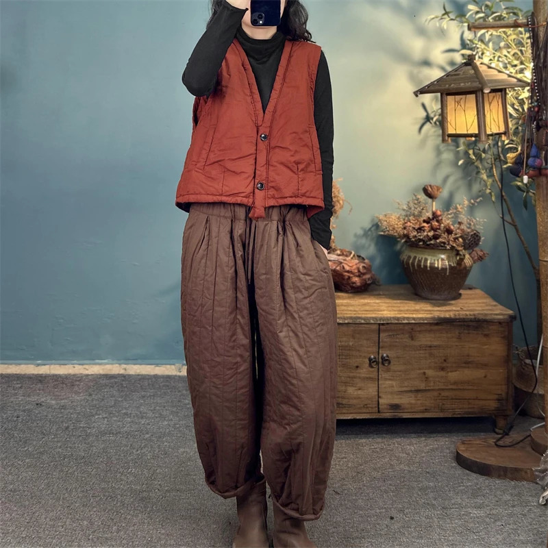 Womens Light Down Cotton Padded Jacket Autumn Winter Vest Loose Stacked Sleeveless Vneck Waistcoat Casual Tank Top Coat Female 251027