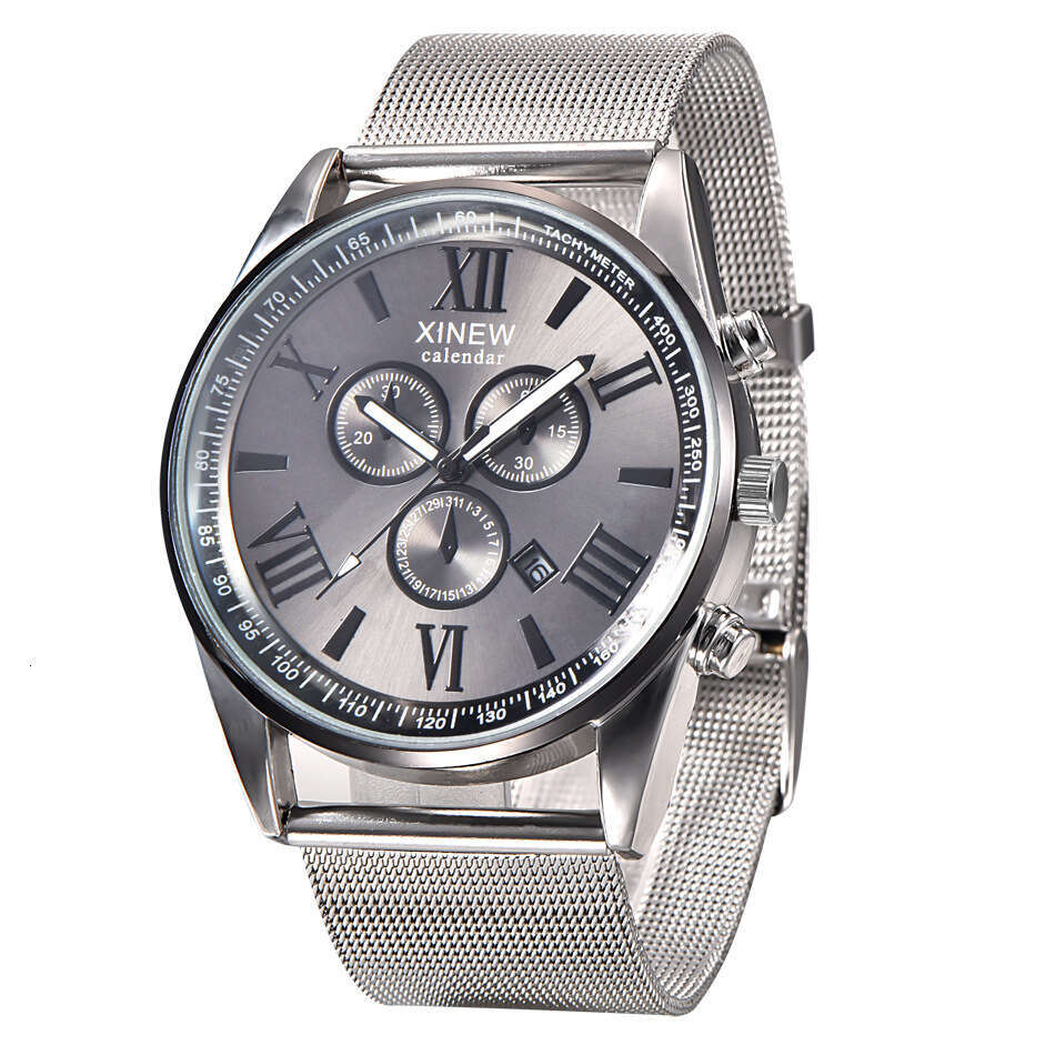 Brand Men's New Calendar Quartz Stainless Steel Strap Watch