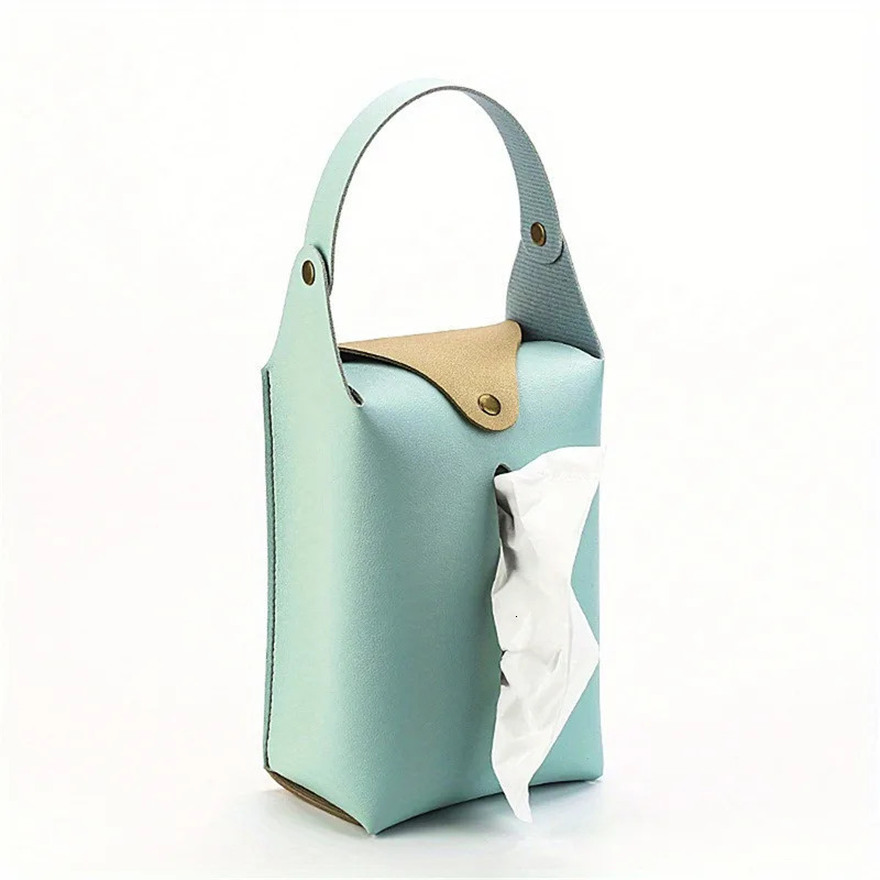 Car tissue box holder Leather car console armrest napkin box visor back tissue box with retaining strap 251029