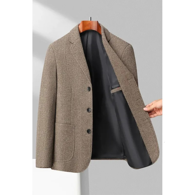 Mens Blazer Fashion Business Handsome Gentleman Korean Version of British Style Leisure Slim Solid Color Wedding Work 251028