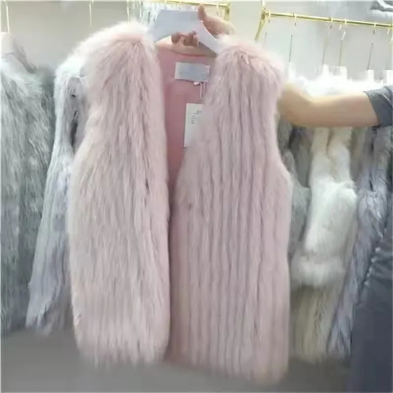 Fashion Fur Vest Jacket Autumn Winter Womens Faux Fox Hair Sleeveless Versatile Waistcoat Outwear 251027