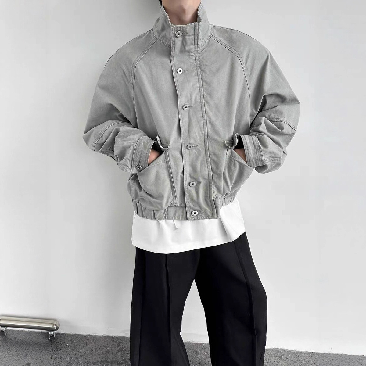 American Style Stand Collar Workwear Denim Jacket Designer Jacket For Men Spring And Autumn High-end Loose Fit Versatile Casual Bomber Jacket