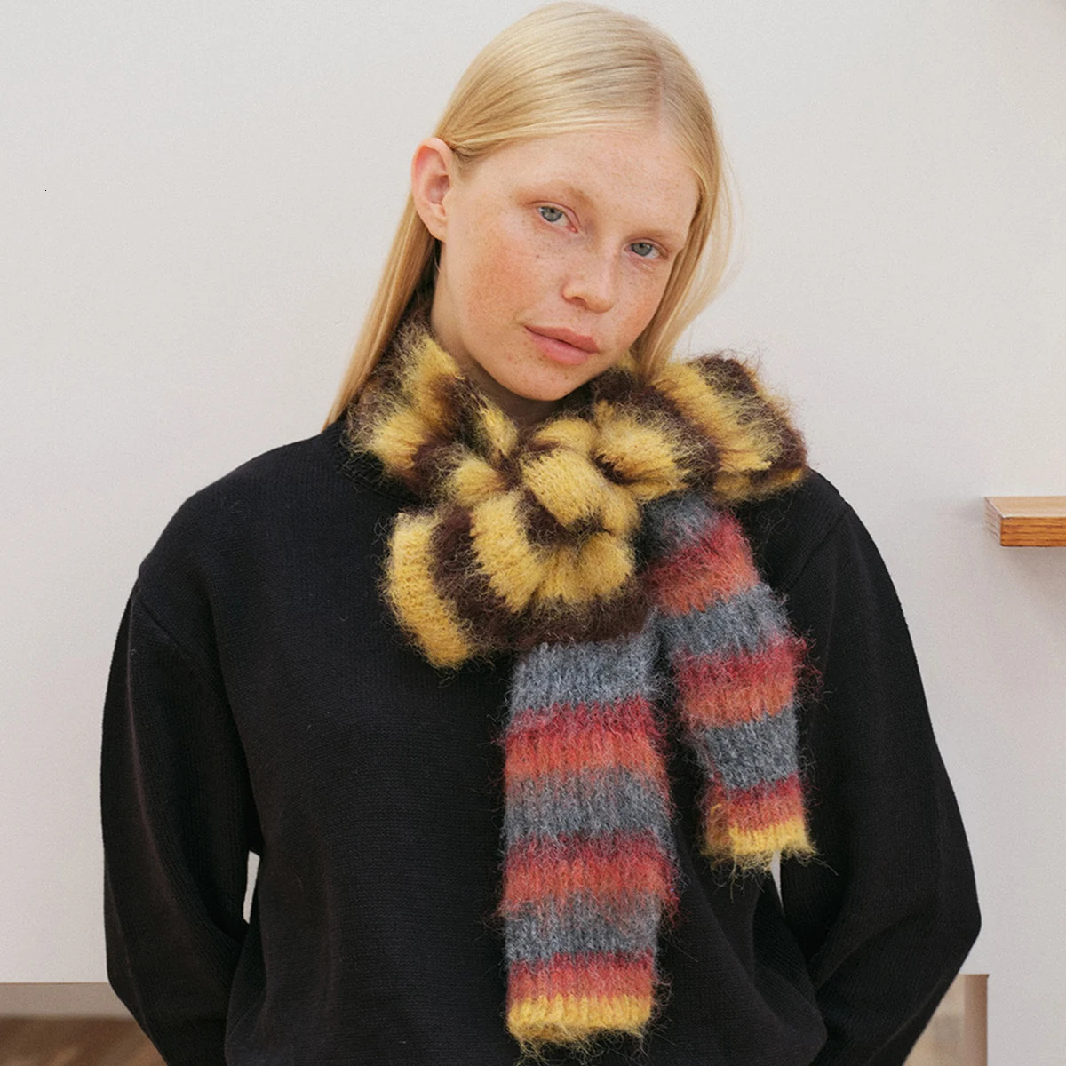 Unisex Thick Woolen Knitted Scarf Shawl Autumn Winter Warm Rainbow Thin Wraps For WomenMen Neck Scarf Unisex Coldproof Knitwear 251029