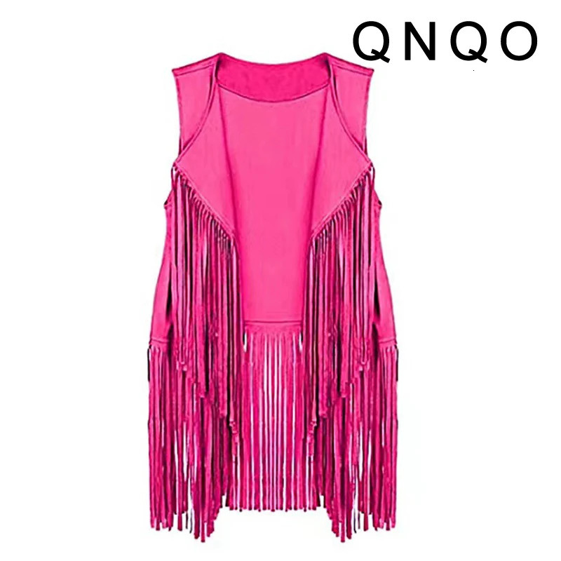 QNQO Tassel Vest for Women Pink Sleeveless Chic Casual Top Streetwear Female Fashion Vintage Solid Sexy Female Tank Top 251029