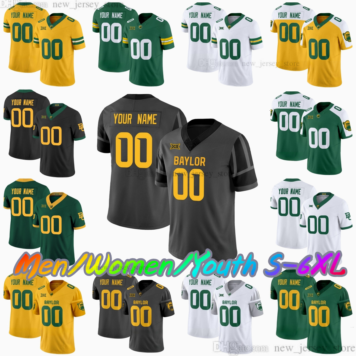 2025 Custom S6XL Baylor Bears New Football Jersey 13 Sawyer Robertson 34 Josh Cameron 11 Thomas 14 Nate Bennett 29 Reese 20 Bell 6 Hawkins 1 Trigg Sti