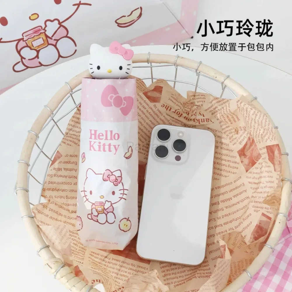 Sanrio Sanrio Hello kitty 3D Five Fold Umbrella Cute Cartoon Cute Girl Heart Clear Rain Dual purpose Umbrella L251029