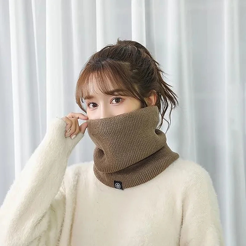 Warm Winter Ring Scarf Women Men Unisex Solid Plus Velvet Knitted Full Face Mask Snood Neck Scarves Bufanda Thick Muffler 251021