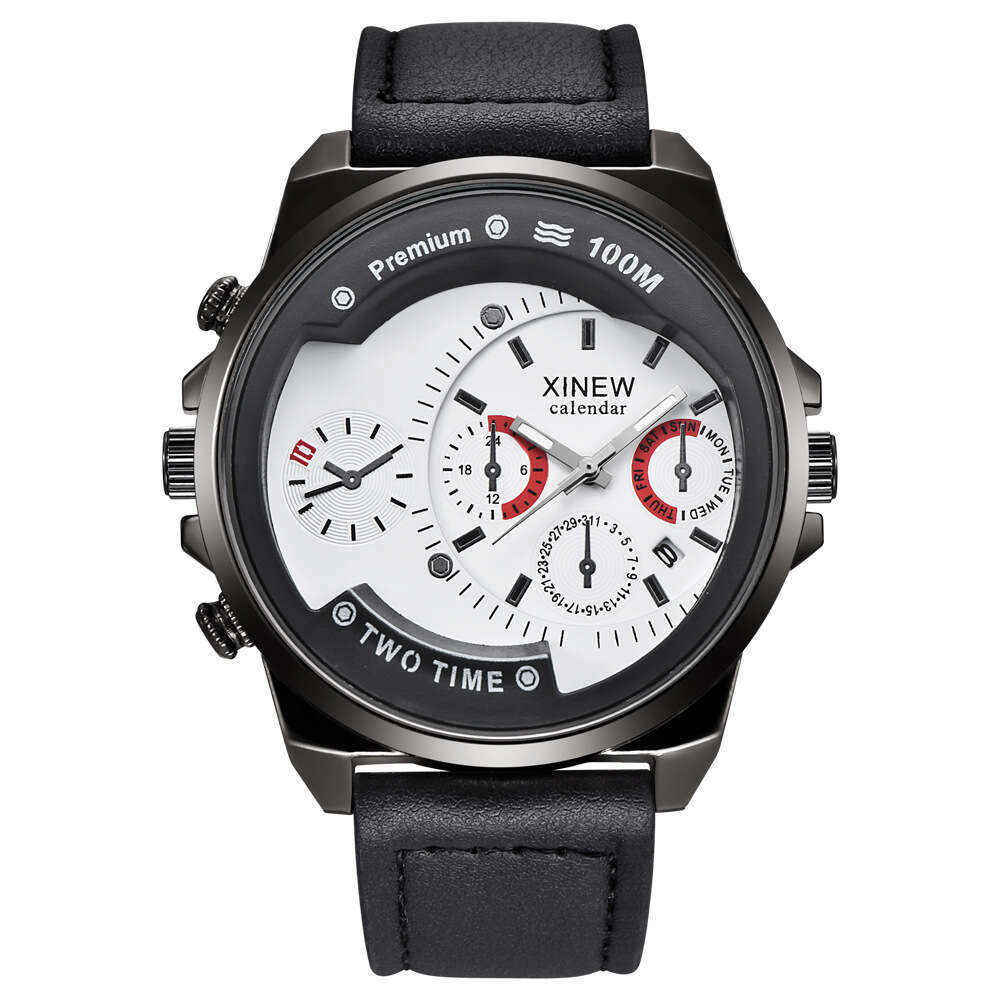 New Men's Brand Fashion Leather Strap Gift Simple Calendar Quartz Watch