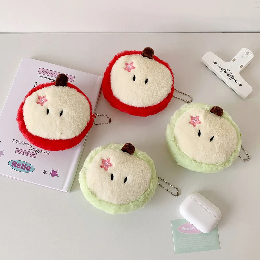 Kawaii Mini Apple Plush Coin Purse Creative Cartoon Mini Storage Bag Zero Wallet Cute Apple Coin Purse Holiday Party Gifts 251029