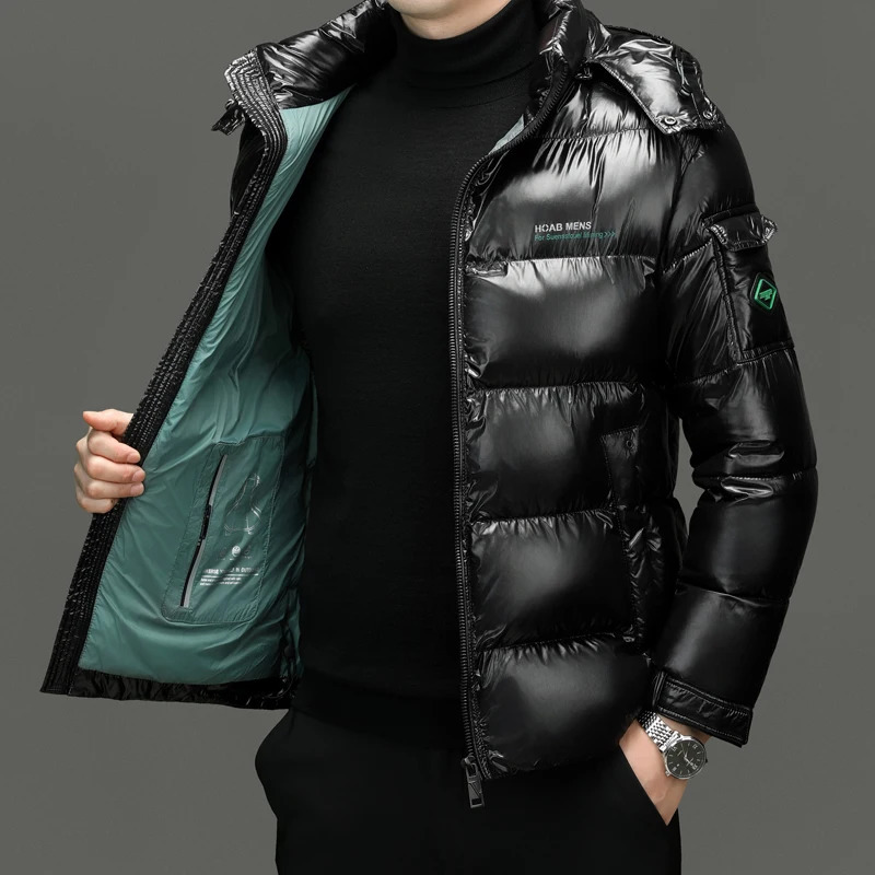 Winter Men Down Jacket Fashion Glossy Waterproof Short Down Jacket High Quality Male Lightweight Snowski White Duck Down Parka 251028